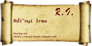 Rényi Irma névjegykártya